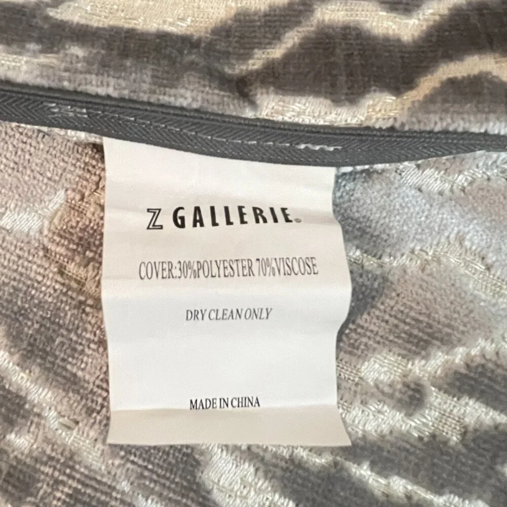 Z Gallerie Pillow Cover Animal Print Gray Velvet 20